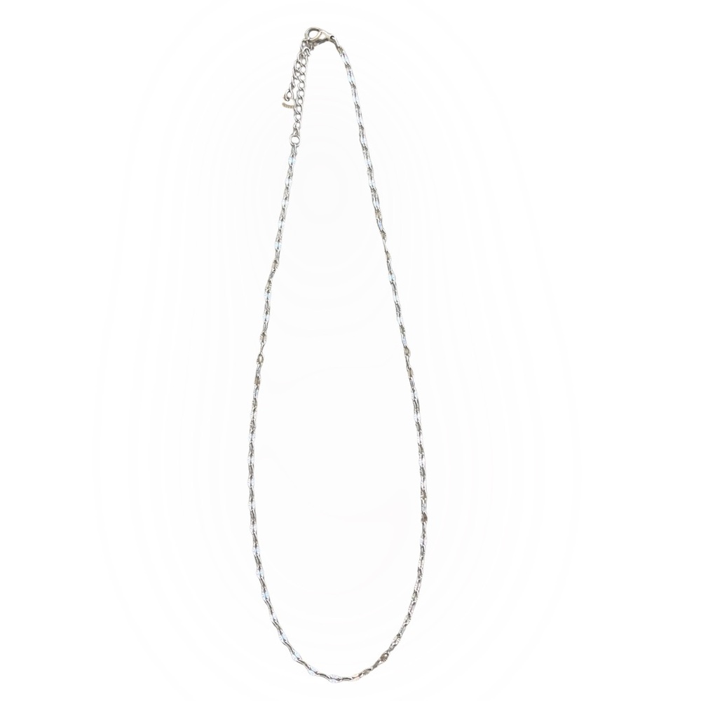 Stainless Steel Pewter Silver Wave Design Extender Necklace 8.5"